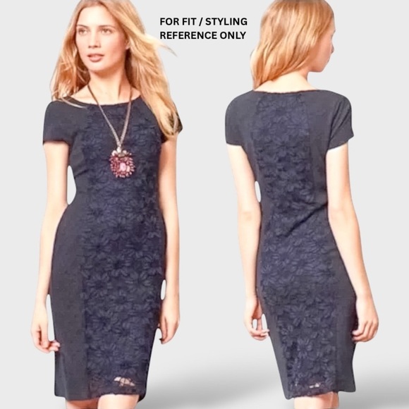 Anthropologie Moulinette Soeurs Dress Medium Navy Blue Jocelyn Lace Sheath NWT - Picture 2 of 16